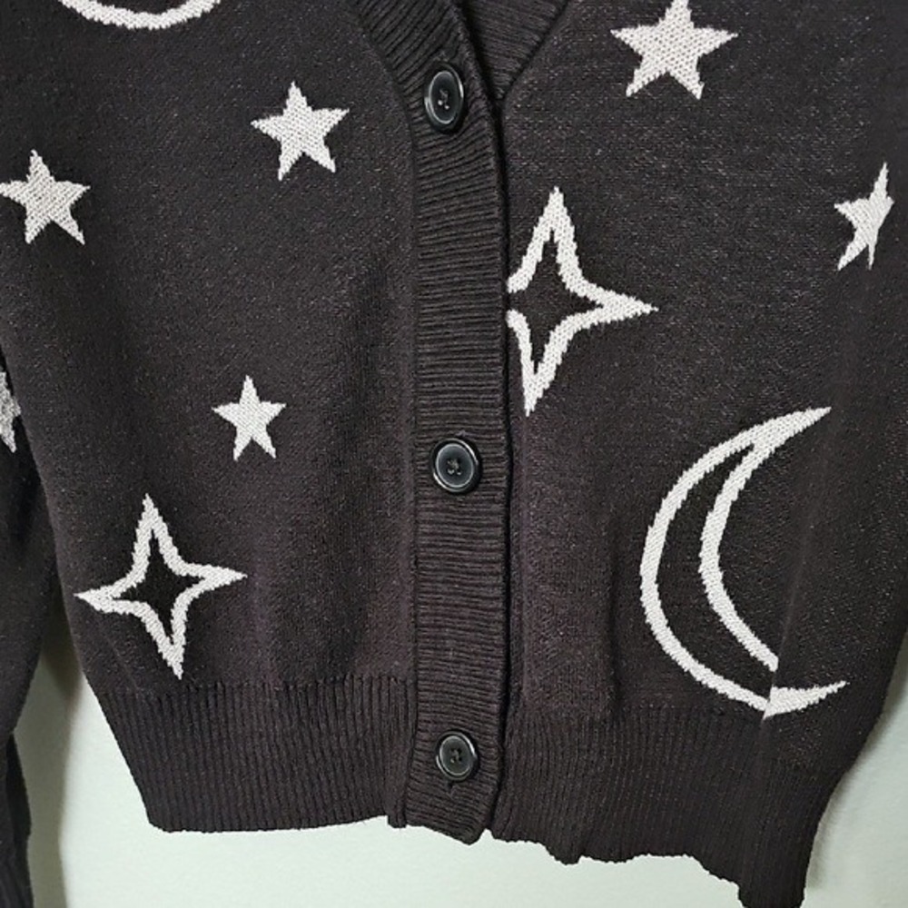 Nikka K Celestial Cosmic V Neck Button Front Crop Cardigan Size Medium - Picture 5 of 8